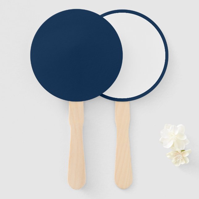 Custom Oxford Blue + White Round Event Fans Fächer (Vorne und Hinten)