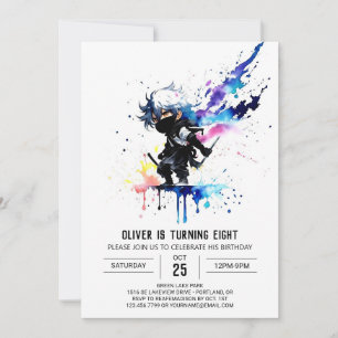 Custom Painted Ninja Boy Digital Geburtstag Einladung