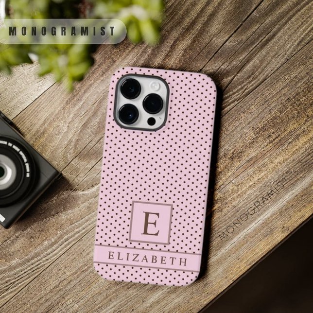 Custom Pale Pastell Pink Brown Polka Dot Case-Mate iPhone Hülle (Custom Pale Pastel Pink Brown Polka Dot Case-Mate iPhone Case)