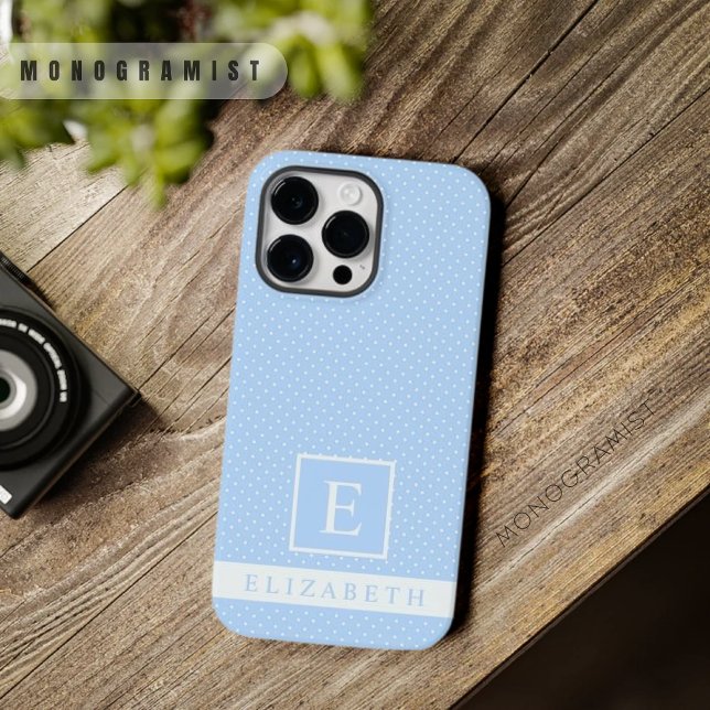 Custom Pale Sky Blue White Polka Dot Design Case-Mate iPhone Hülle (Custom Pale Sky Blue White Polka Dot Design Case-Mate iPhone Case)