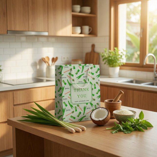 Custom Pandan Leaf Pattern Paper Bag Mittlere Geschenktüte (Von Creator hochgeladen)