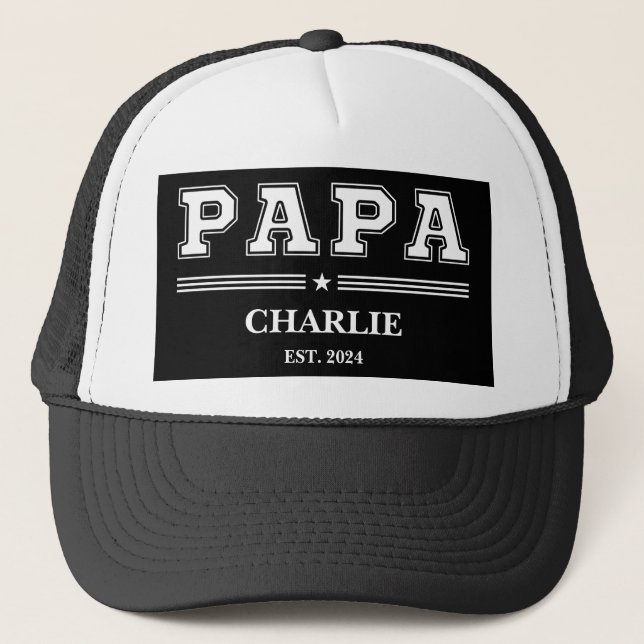 Custom Papa Name Vatertag Personalisiertes Geschen Truckerkappe (Vorderseite)