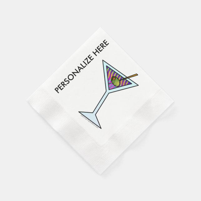 CUSTOM PAPER COCKTAIL NAPKINS - MARTINI DESIGN SERVIETTE (Ecke)