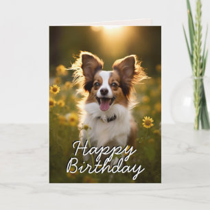 Custom Papillon Happy Birthday Card Dankeskarte