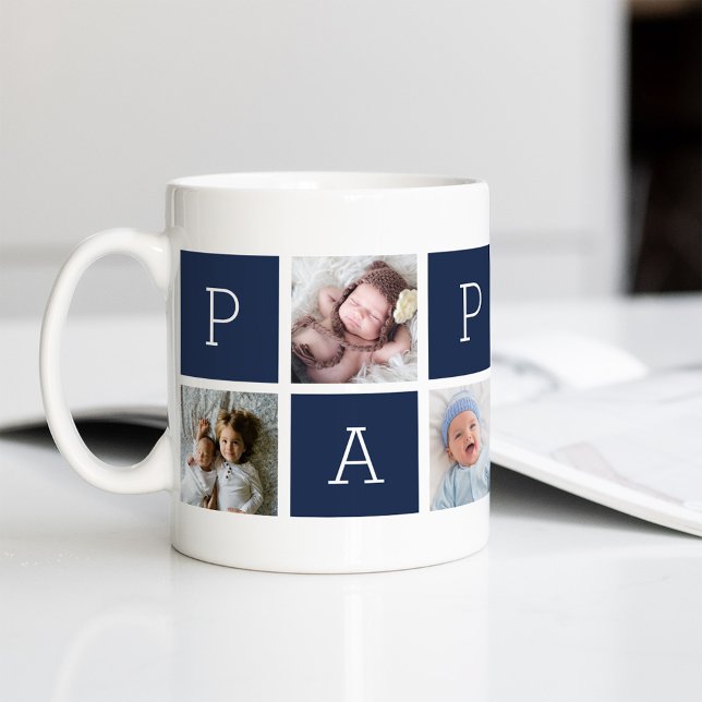 Custom Pappou Großvater Foto Collage Kaffeetasse (Von Creator hochgeladen)