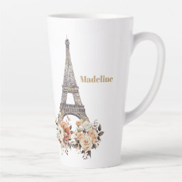 Custom Paris Eiffel Tower Beautiful Floral Milchtasse