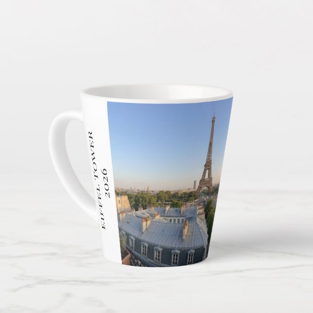 Custom Paris Panoramic Skyline View Eiffel Tower Milchtasse (Linke Ecke)