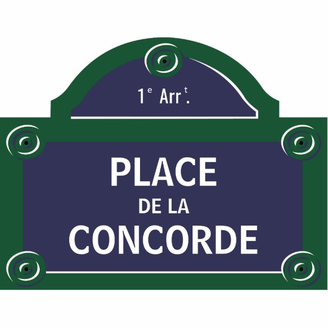 Custom Paris Street Sign Concorde Fotoskulptur Magnet (Vorne)