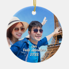 Custom Paris Travel Photo Christmas Tree Keramik Ornament