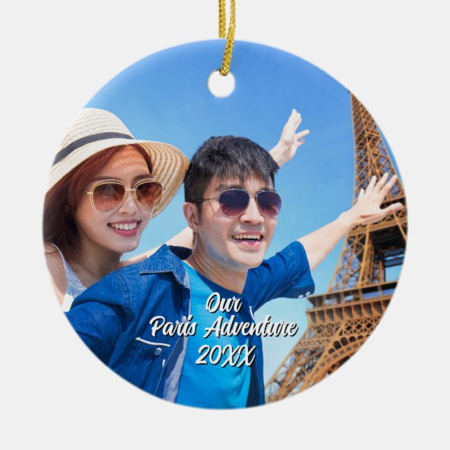 Custom Paris Travel Photo Christmas Tree Keramik Ornament (Vorne)