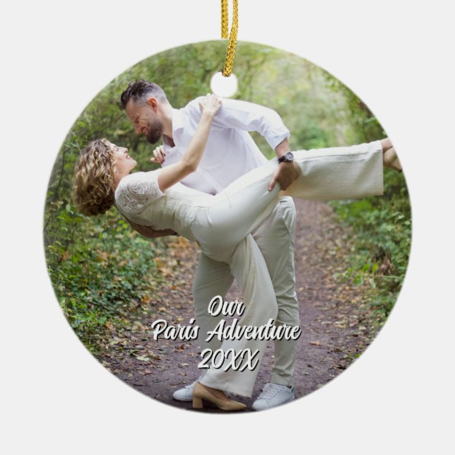 Custom Paris Travel Photo Christmas Tree Keramik Ornament (Vorne)