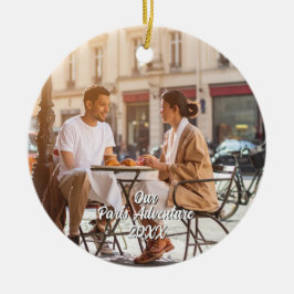 Custom Paris Travel Photo Christmas Tree Keramik Ornament