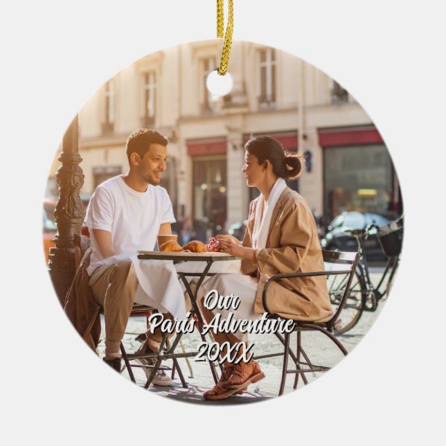 Custom Paris Travel Photo Christmas Tree Keramik Ornament (Vorne)