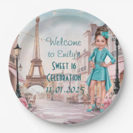 Custom Paris und Rose Sweet 16 in Paris Pappteller