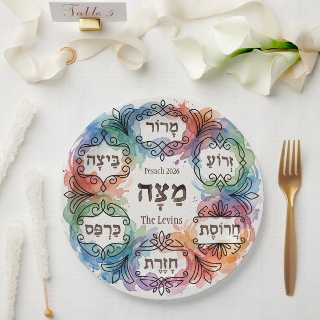 Custom Passover Seder Plate for All Guests Pesach  Pappteller (Hochzeit)