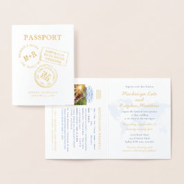 Custom Passport Briefmarke Hochzeitspaziergang Folienkarte