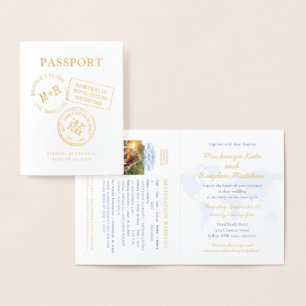 Custom Passport Briefmarke Hochzeitspaziergang Folienkarte