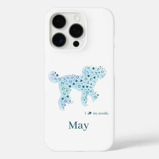 Custom Pastel Blue Poodle Silhouette customizable Case-Mate iPhone Hülle (Rückseite)