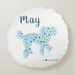 Custom Pastel Blue Poodle Silhouette Throw Kissen