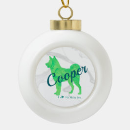 Custom Pastel Blue Shiba Inu Silhouette  Ornament