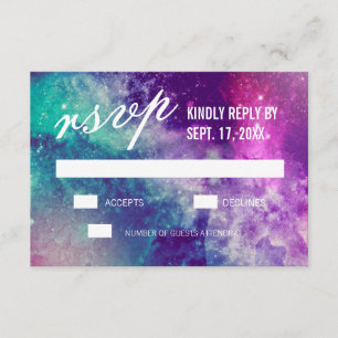Custom Pastel Galaxy Wedding RSVP Cards Karte