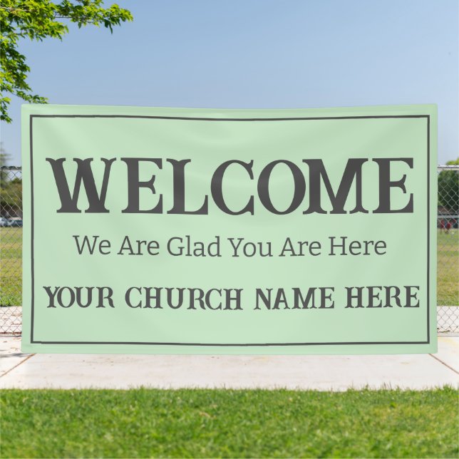 Custom Pastel Green Church Willkommen Banner (Außenbereich)