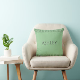 Custom Pastel Green Throw Pillow | Name & Initials Kissen