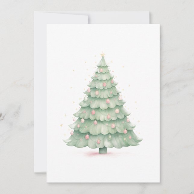 Custom Pastel Holiday Tree Weihnachtskarte Feiertagskarte (Vorderseite)