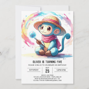 Custom Pastel Monkey Geburtstag Einladung