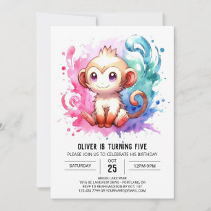 Custom Pastel Monkey Geburtstag Einladung