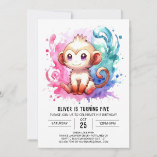 Custom Pastel Monkey Geburtstag Einladung