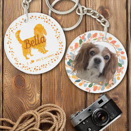 Custom Pastel Orange Cavalier Silhouette Schlüssel Schlüsselanhänger