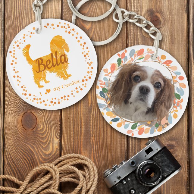 Custom Pastel Orange Cavalier Silhouette Schlüssel Schlüsselanhänger (Von Creator hochgeladen)