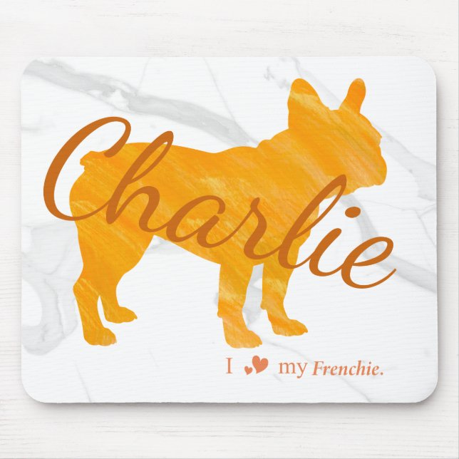 Custom Pastel Orange French Bulldog - Frenchie Mousepad (Vorne)