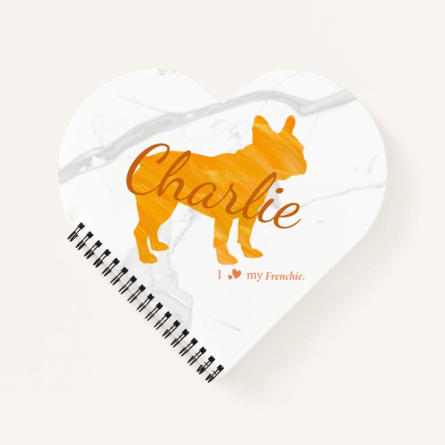Custom Pastel Orange French Bulldog - Frenchie Notizbuch (Vorderseite)