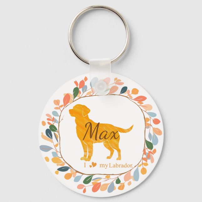 Custom pastel orange labrador retriever keychain schlüsselanhänger (Vorderseite)