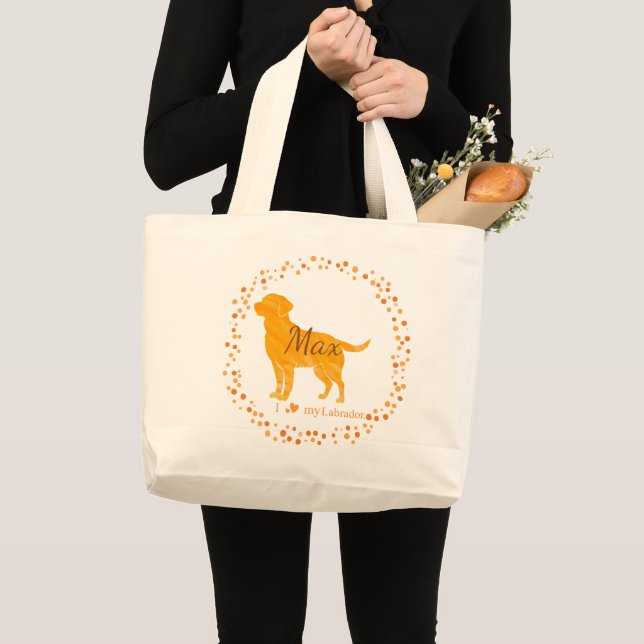 Custom Pastel Orange Labrador Retriever Tote Bag  Jumbo Stoffbeutel (Vorderseite (Produkt))