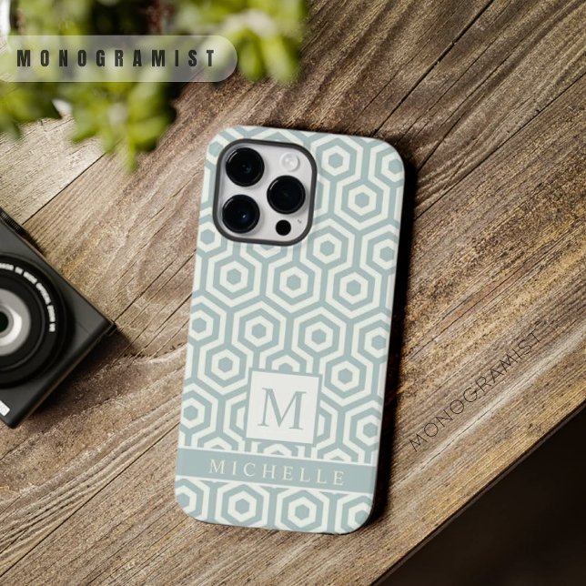 Custom Pastel Pale Soft Blue Grau White Geometric Case-Mate iPhone Hülle (Custom Pastel Pale Soft Blue Grey White Geometric Case-Mate iPhone Case)