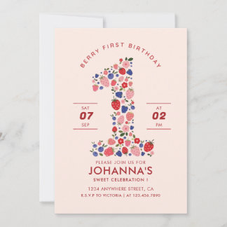 Custom Pastel Pink Berry Sweet Strawberry Frucht Einladung