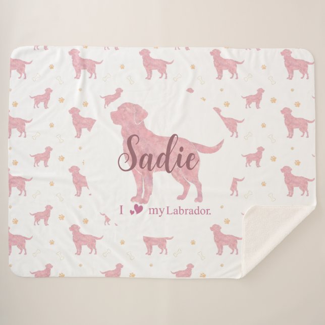 Custom Pastel pink labrador retriever blanket gift Sherpadecke (Vorderseite (Horizontal))