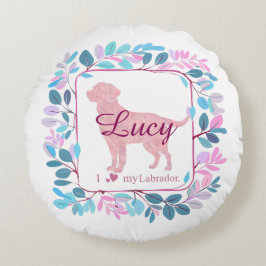 Custom pastel pink Labrador Retriever throw pillow Rundes Kissen