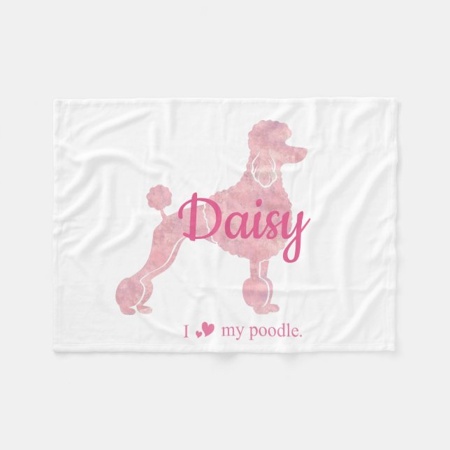 Custom Pastel Pink Poodle Silhouette Blanket Fleecedecke (Vorderseite (Horizontal))