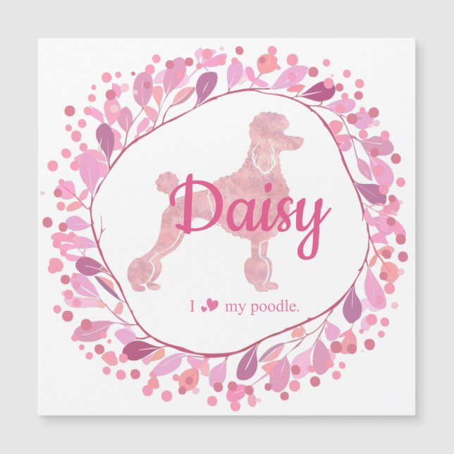 Custom Pastel Pink Poodle Silhouette  Magnet (Vorderseite)