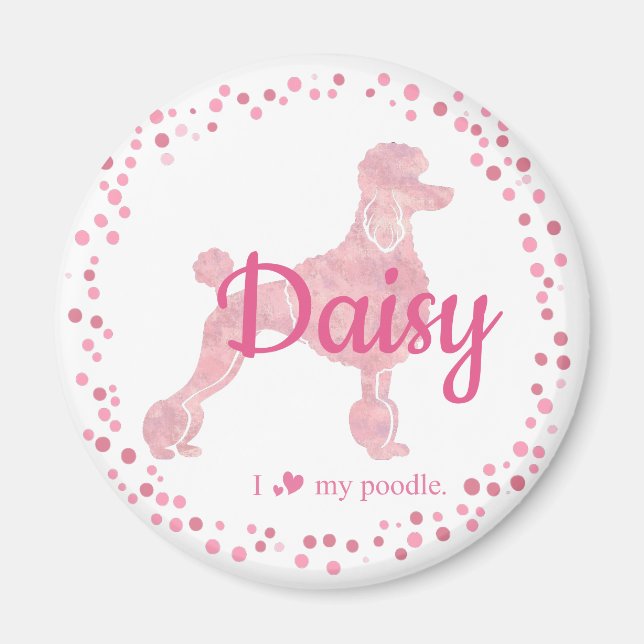 Custom Pastel Pink Poodle Silhouette  Magnet (Vorne)