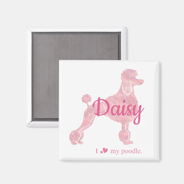 Custom Pastel Pink Poodle Silhouette  Magnet (Vorderseite/Rückseite)