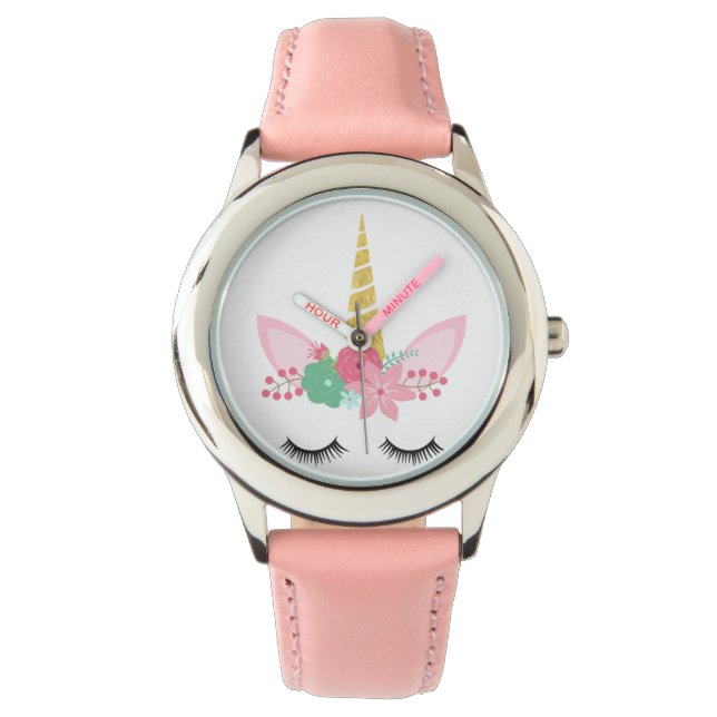 CUSTOM PASTEL PINK UNICORN WATCH ARMBANDUHR (Vorderseite)