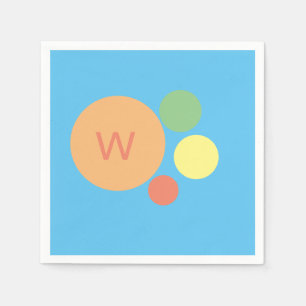 Custom Pastel Rainbow Polka Dot Monogram - Spaß Serviette