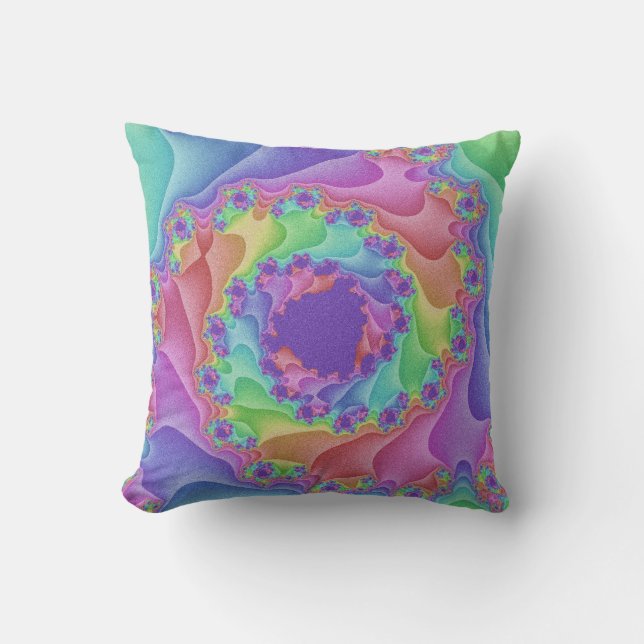 Custom Pastel Rainbow Spiral Throw Kissen (Vorderseite)
