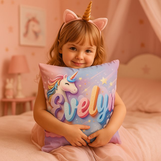 Custom Pastel Unicorn Name Pillow Kissen (Von Creator hochgeladen)