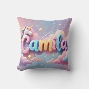 Custom Pastel Unicorn Name Pillow Kissen